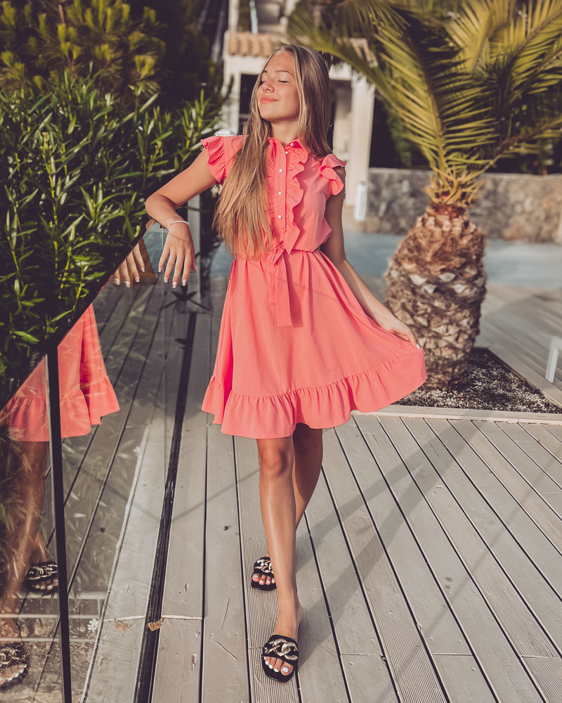 FRILL DRESS CORAL