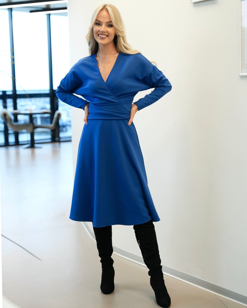 MIDI DRESS TIMELESS CREPE COBALT BLUE