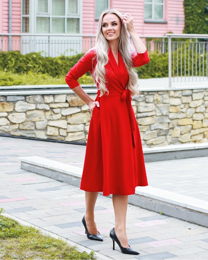 MOON MIDI DRESS RED BRIGHT