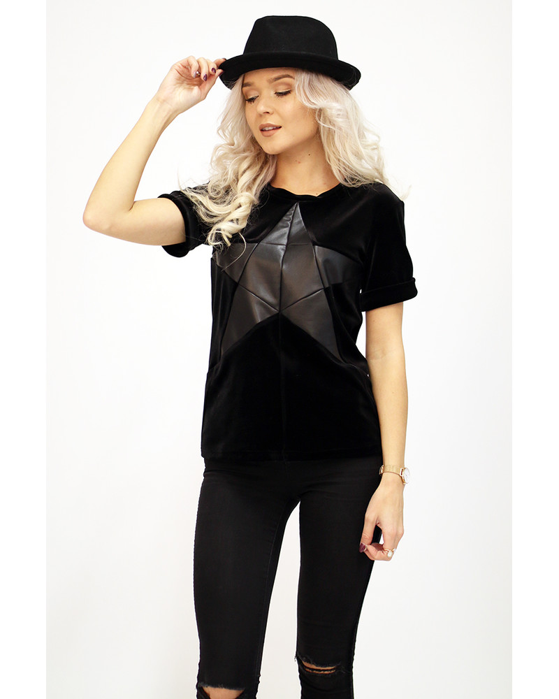 BLACK STAR BLACK VELVET T-SHIRT