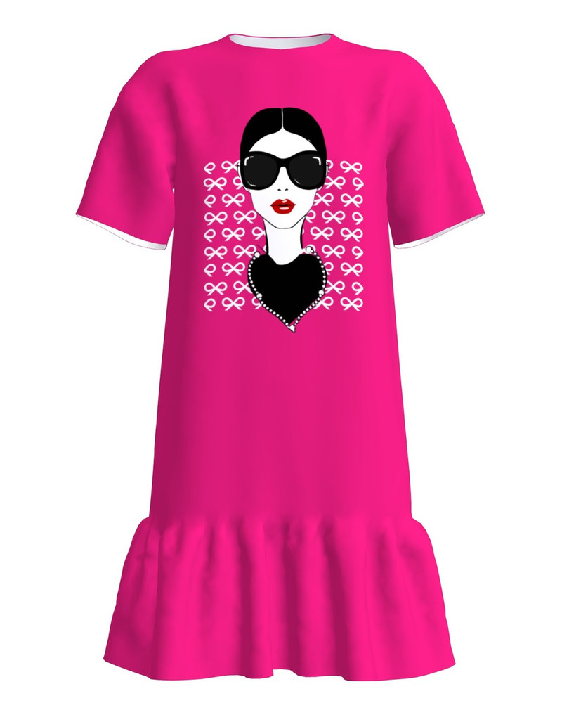 STAY CHIC FRILL DRESS  FUCHSIA