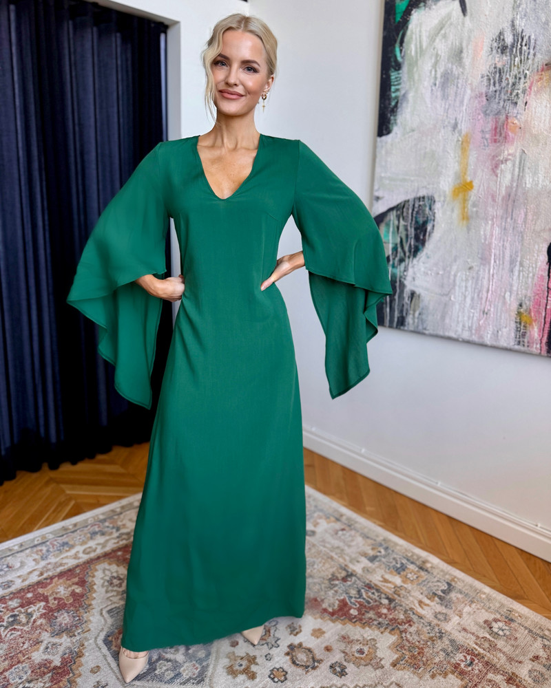 WATERFALL MAXI DRESS GREEN