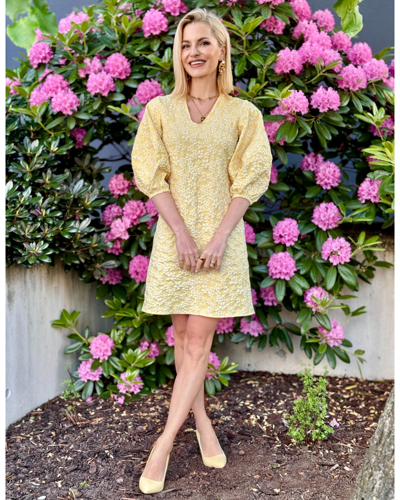 PUFF SLEEVE MINI DRESS YELLOW