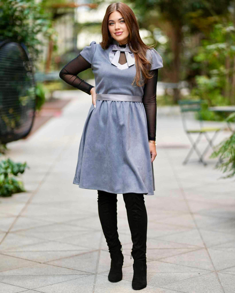 DOLLABLE DRESS SUEDE GREY