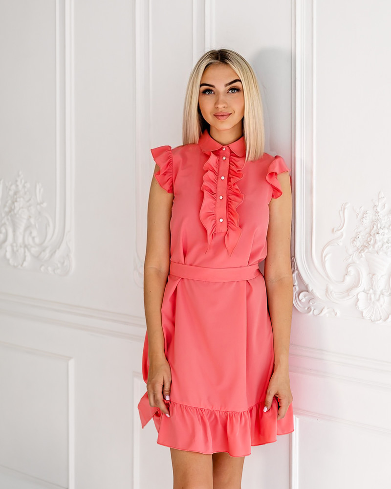 FRILL DRESS CORAL