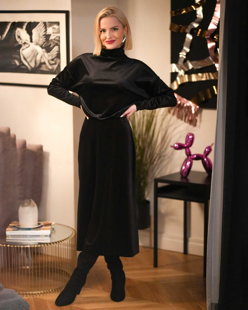 DRESS METAMORFIS TURTLENECK VELVET BLACK