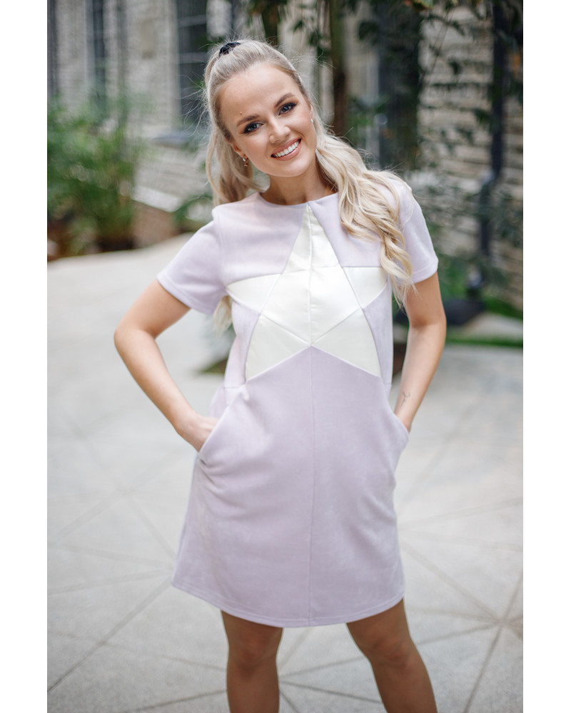 PEARL STAR DRESS SUEDE LILAC