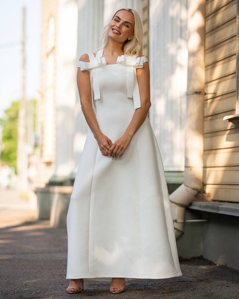 TRIPLE BOW MAXI DRESS WHITE