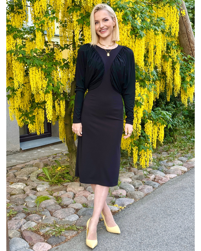 PARROT MIDI DRESS BLACK