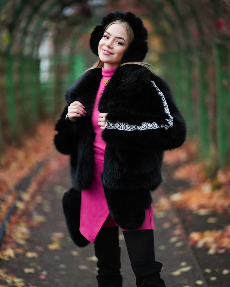 POLAR FUR COAT  BLACK