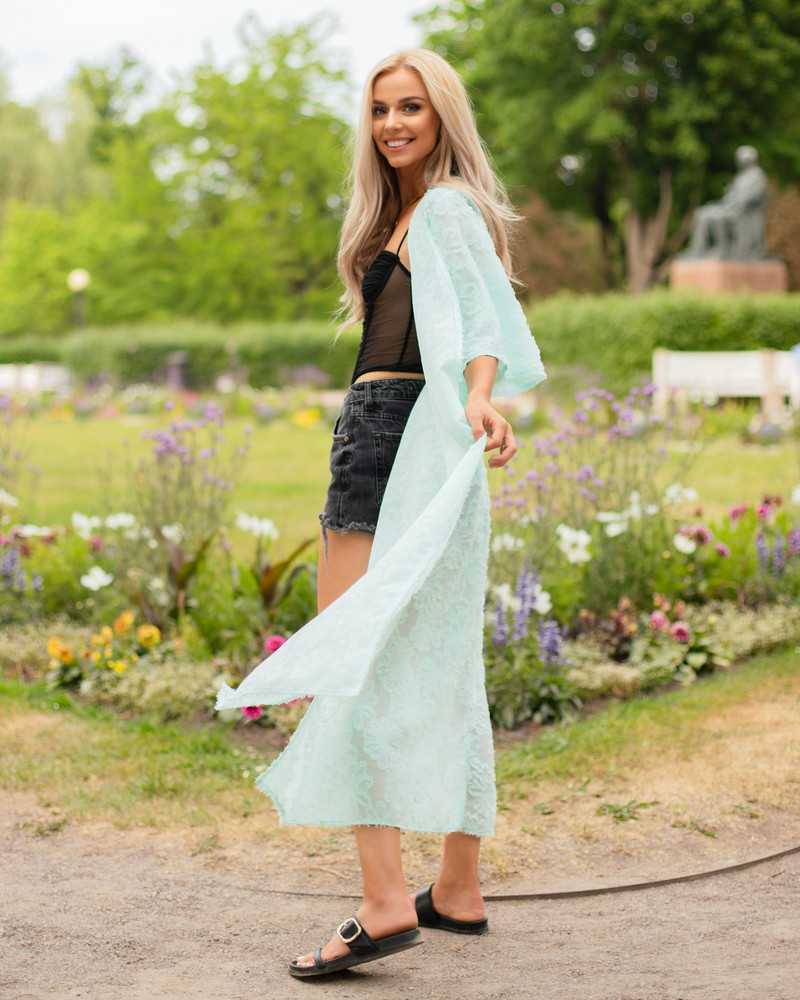 FRINGE FLYAWAY KIMONO MINT