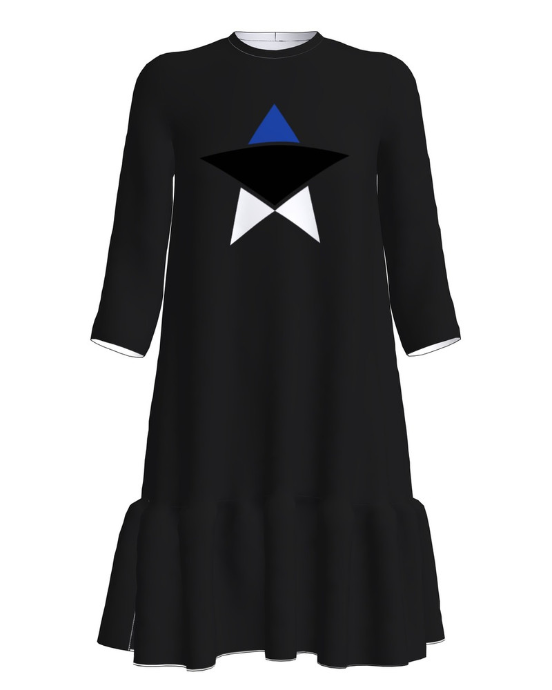 ESTONIAN STAR FRILL DRESS BLACK