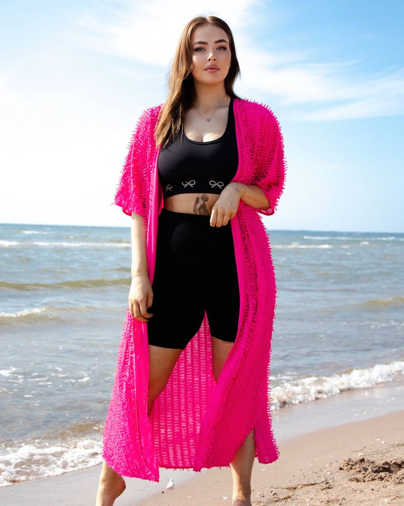 FRINGE FLYAWAY ONESIZE KIMONO FUCHSIA