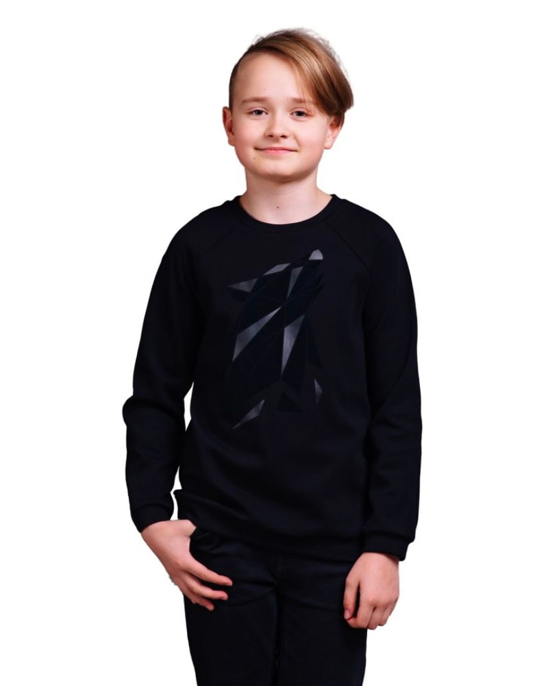 ABSTRACT WOLF KIDS SWEATSHIRT BLACK