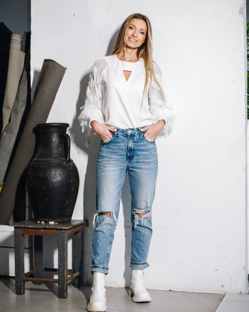 GALAXY FRINGE BLOUSE WHITE