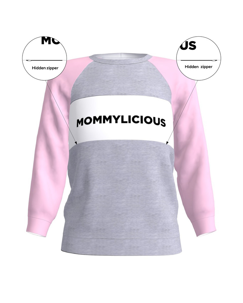 EMME NURSING SWEATSHIRT LIGHT GREY & PINK