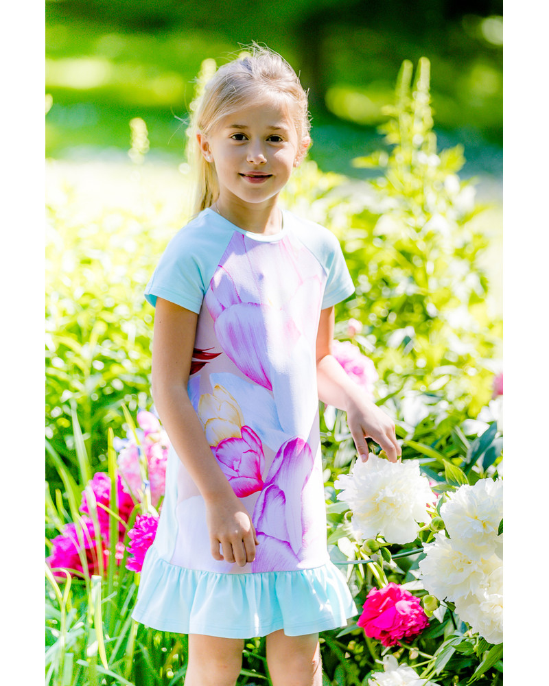 AKINDE FRILL KIDS DRESS AQUA