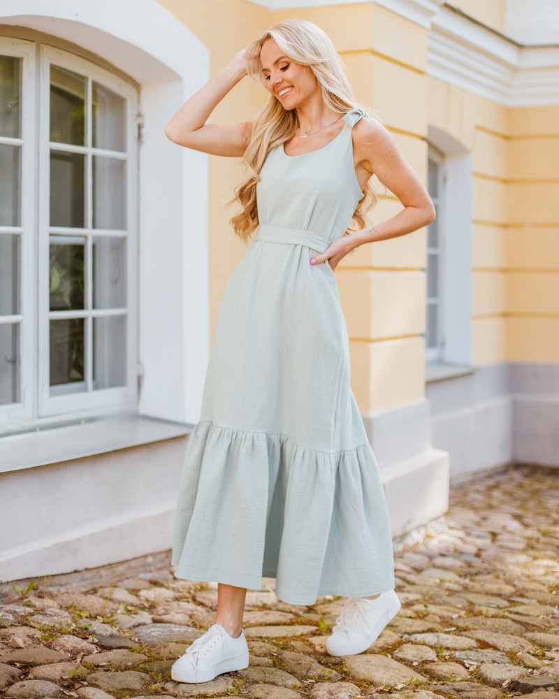 KNOT DREAM MIDI DRESS LIGHT GREEN