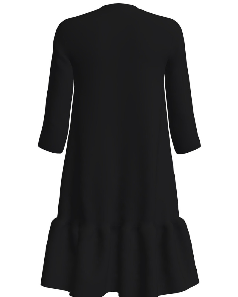 KITTY PRINT FRILL DRESS BLACK