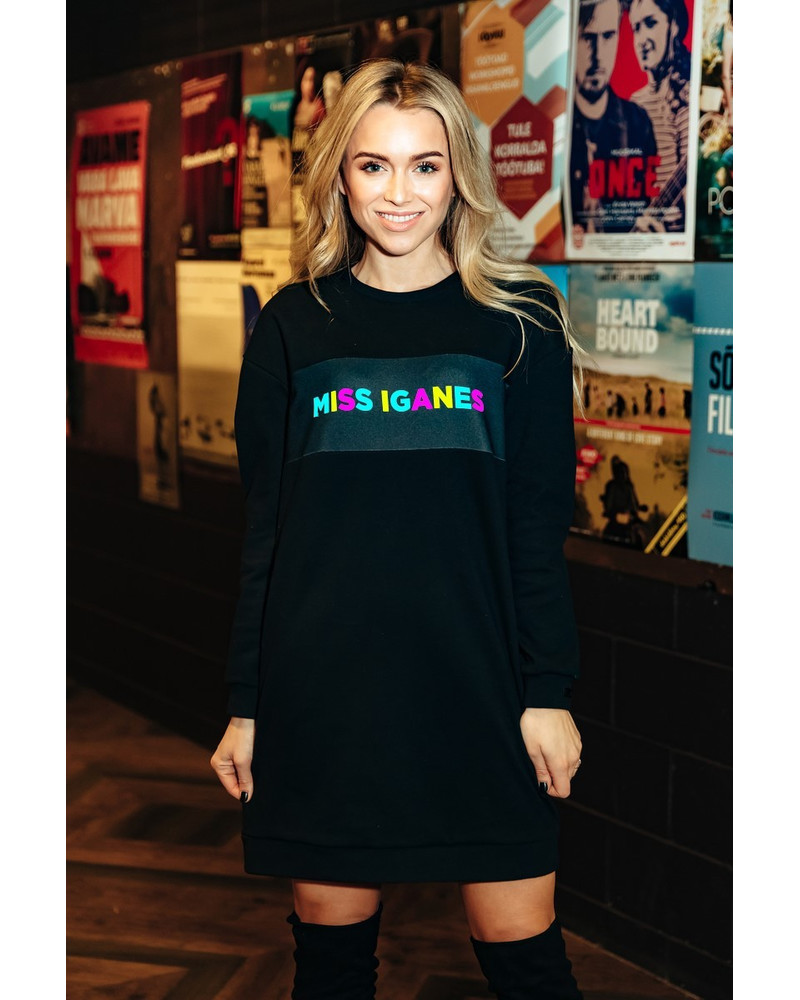 MULTICOLORED MISS IGANES SWEATER DRESS BLACK