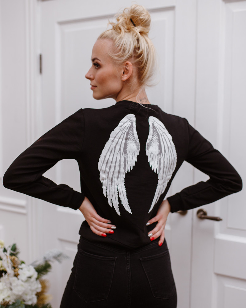 ANGEL CROP SWEATSHIRT BLACK