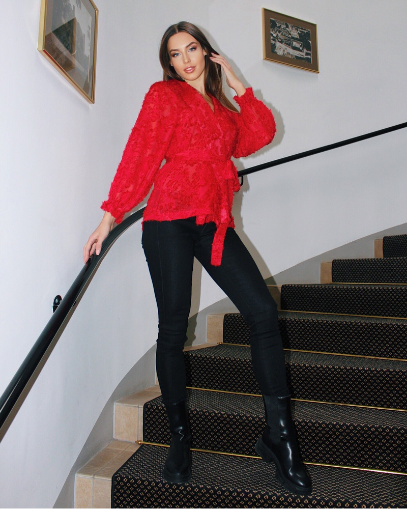 FRINGE JACKET RED