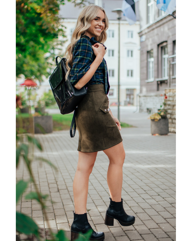 Green suede mini best sale skirt