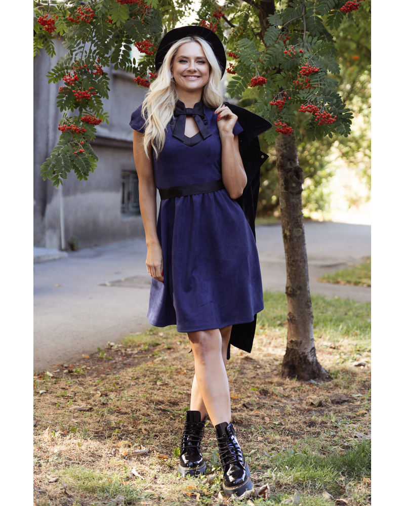 DOLLABLE DRESS SUEDE NAVY BLUE