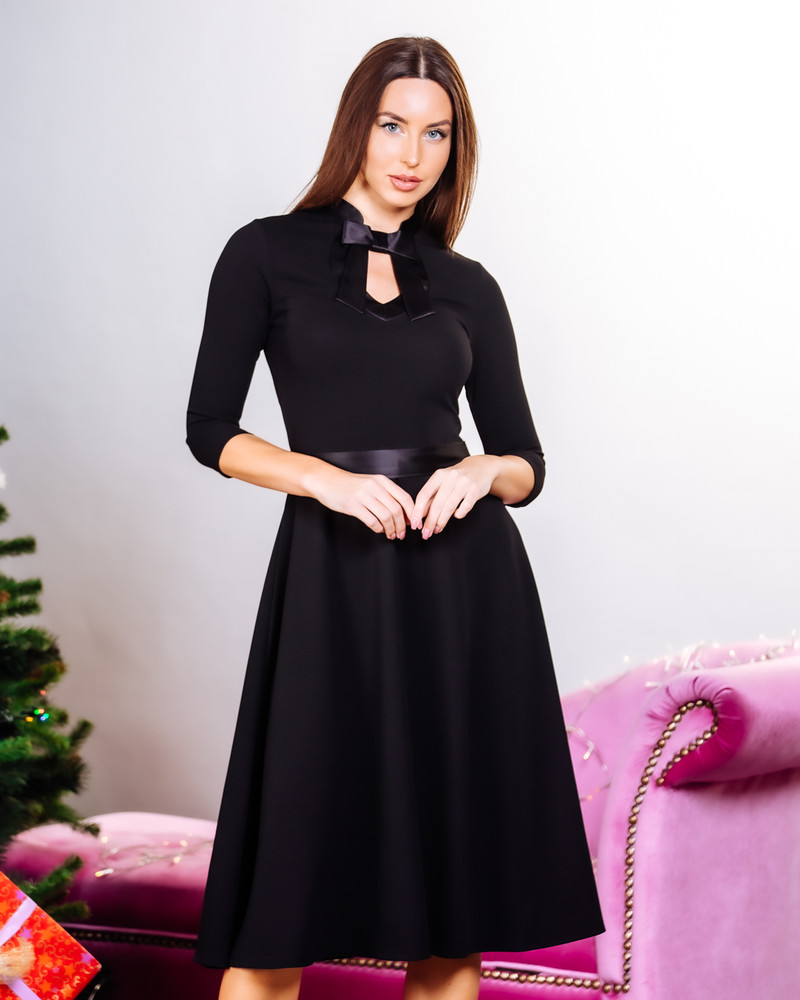 DOLLABLE QUARTER MIDI DRESS BLACK