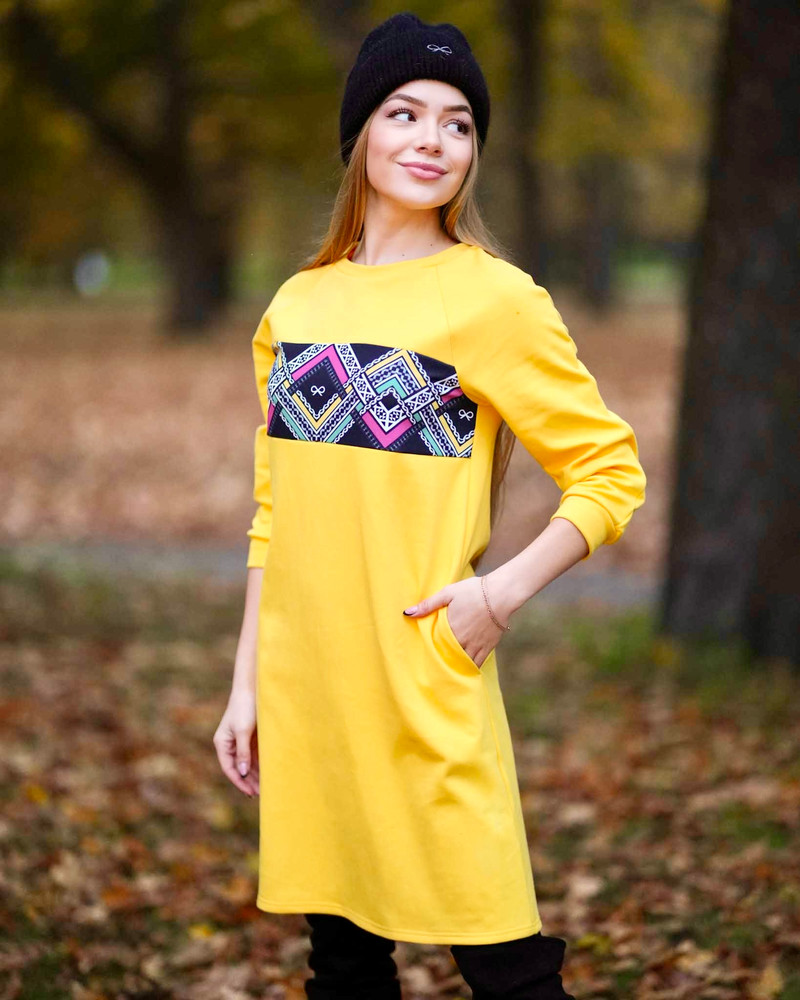 ETHNIC POCKET DRESS YELLOW