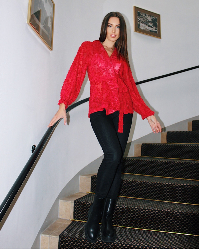 FRINGE JACKET RED