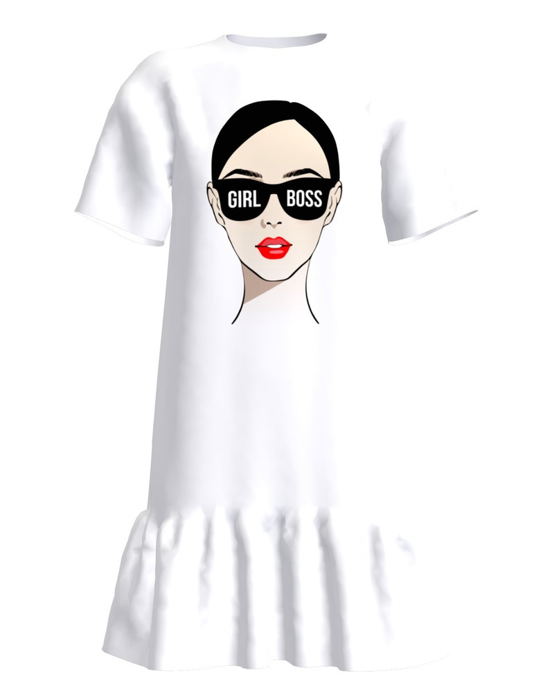 GIRL BOSS FRILL DRESS WHITE