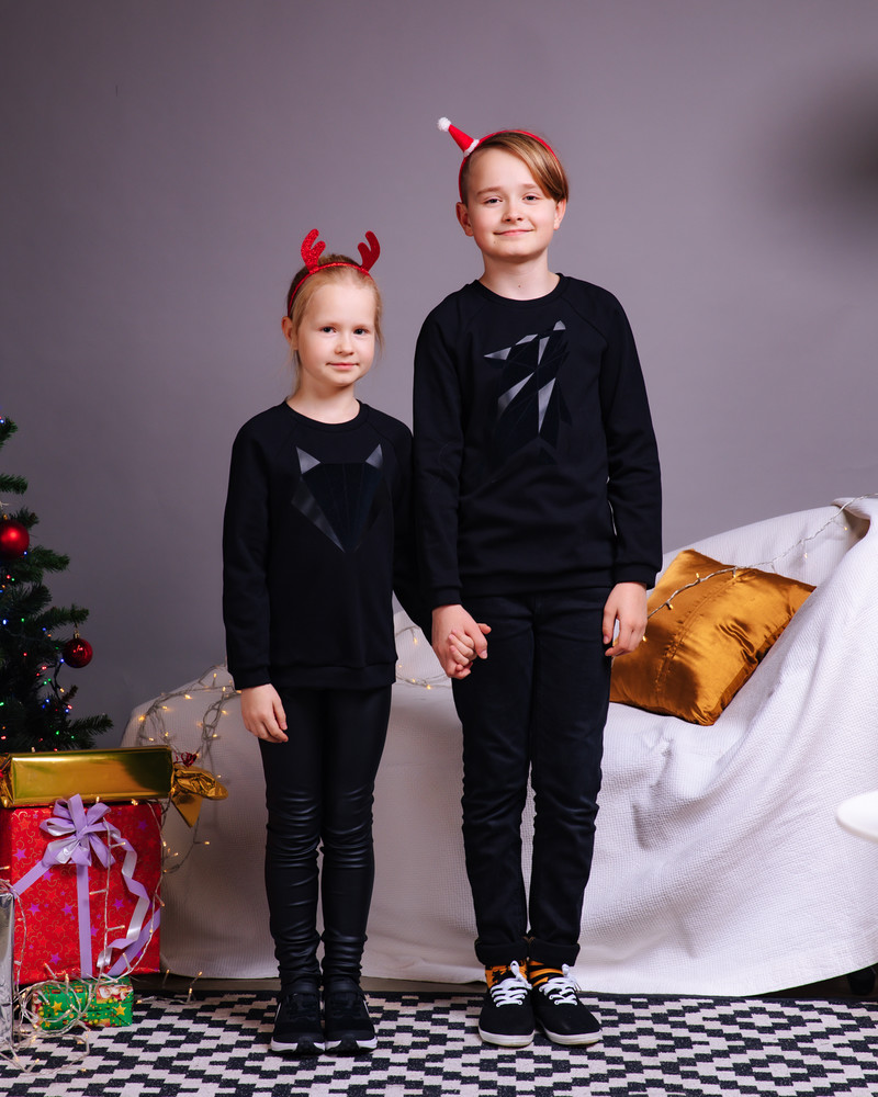 ABSTRACT WOLF KIDS SWEATSHIRT BLACK