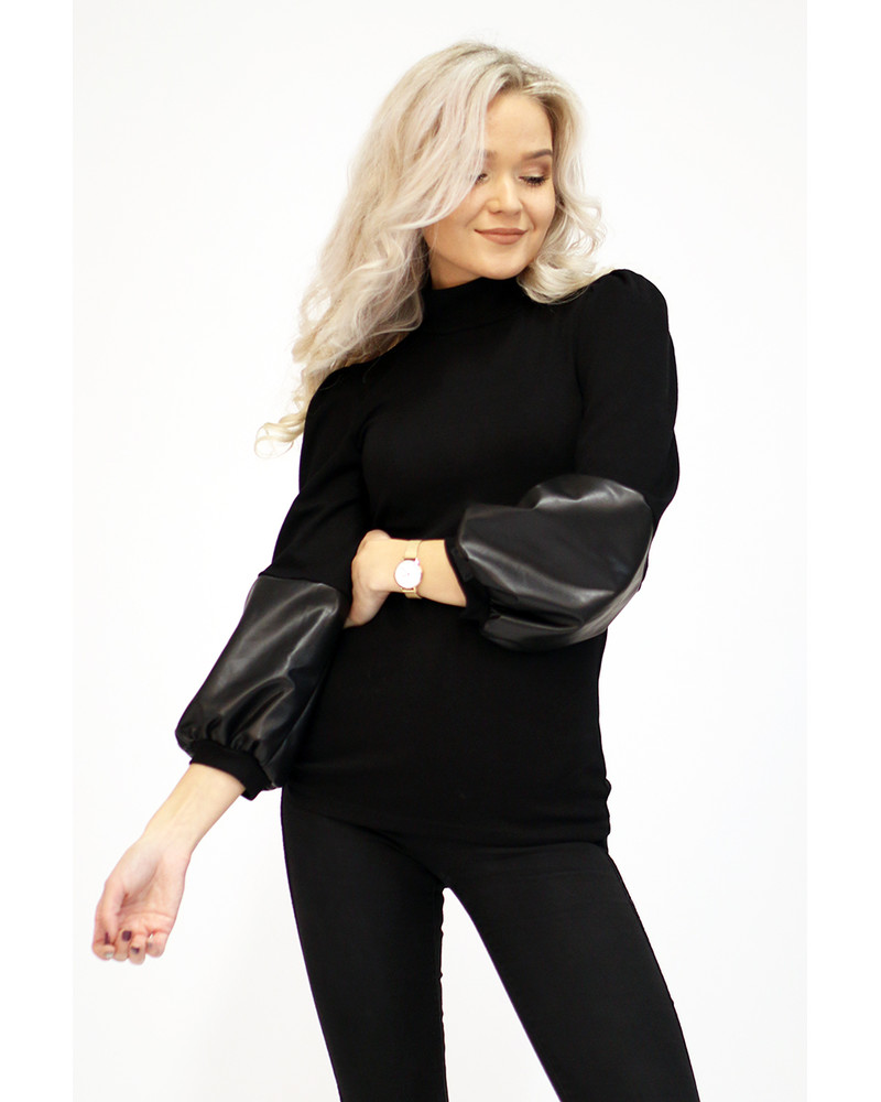 LEATHER ALICE PULLOVER BLACK