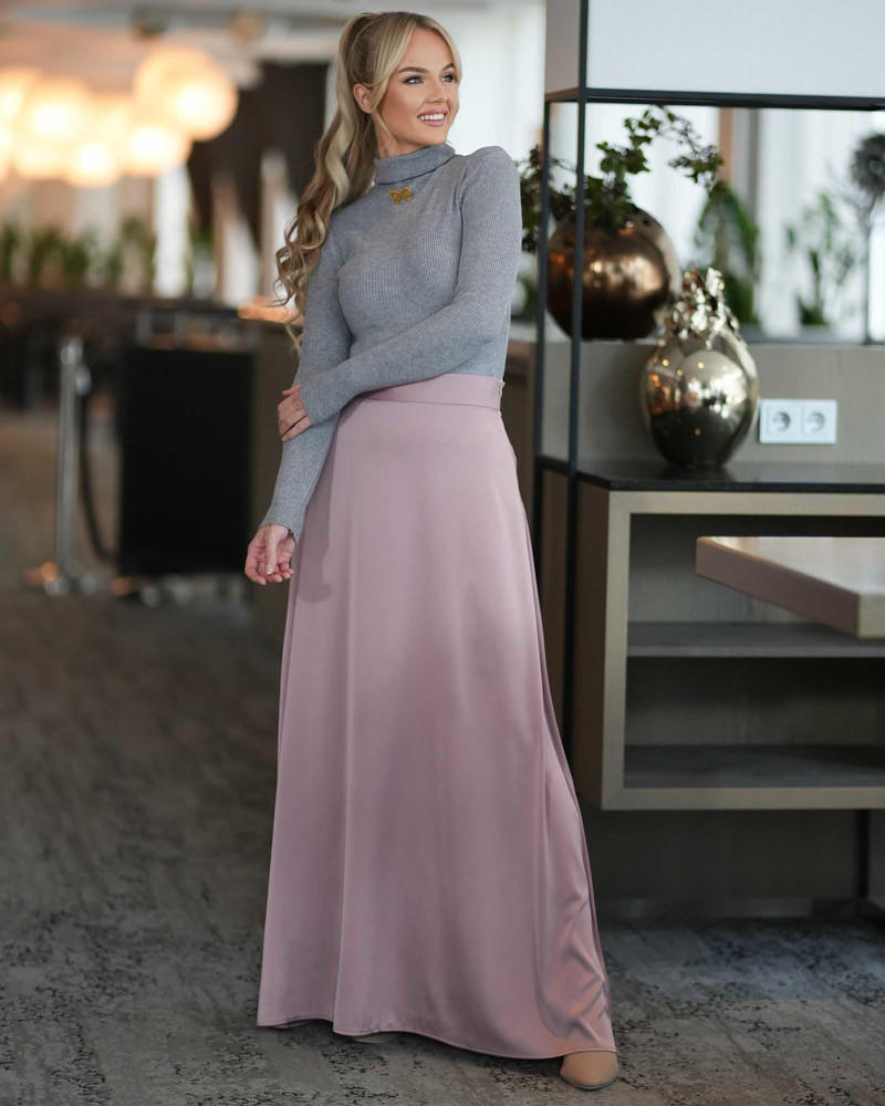 SILKY MAXI SKIRT PLUM