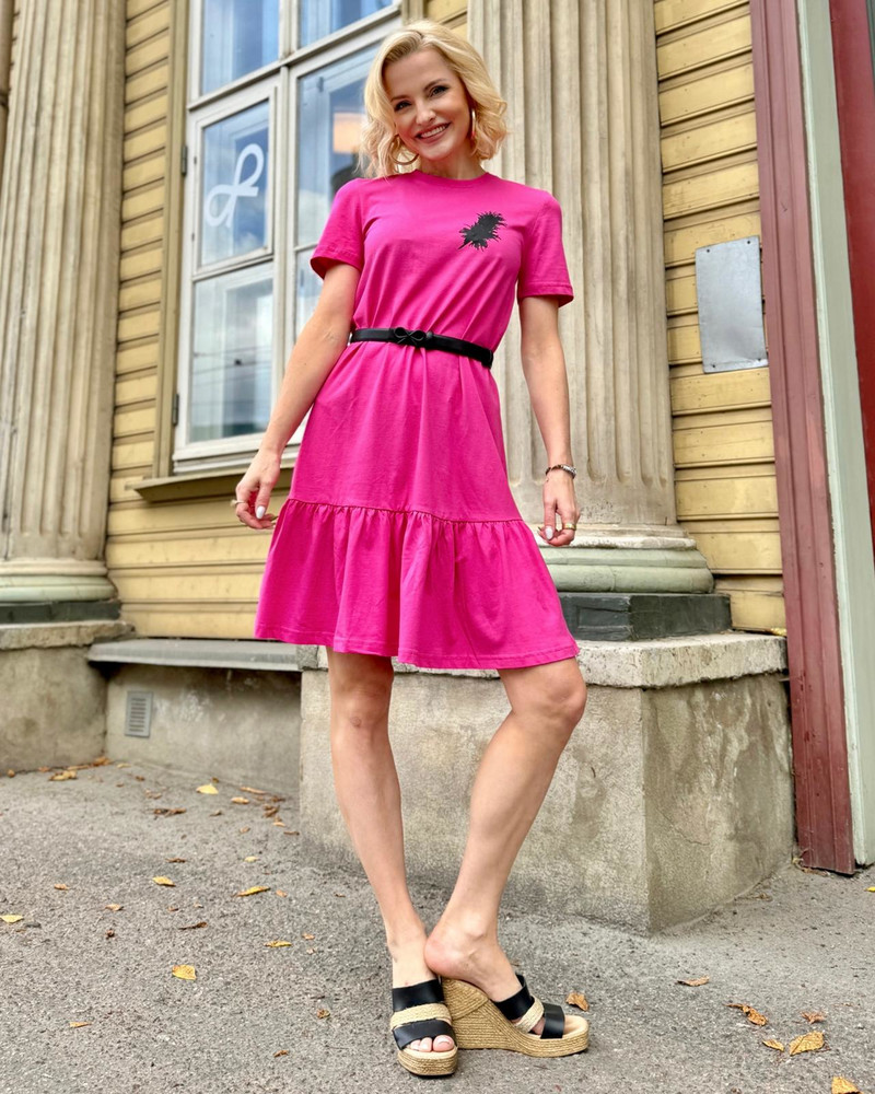 ANGEL FRILL DRESS FUCHSIA