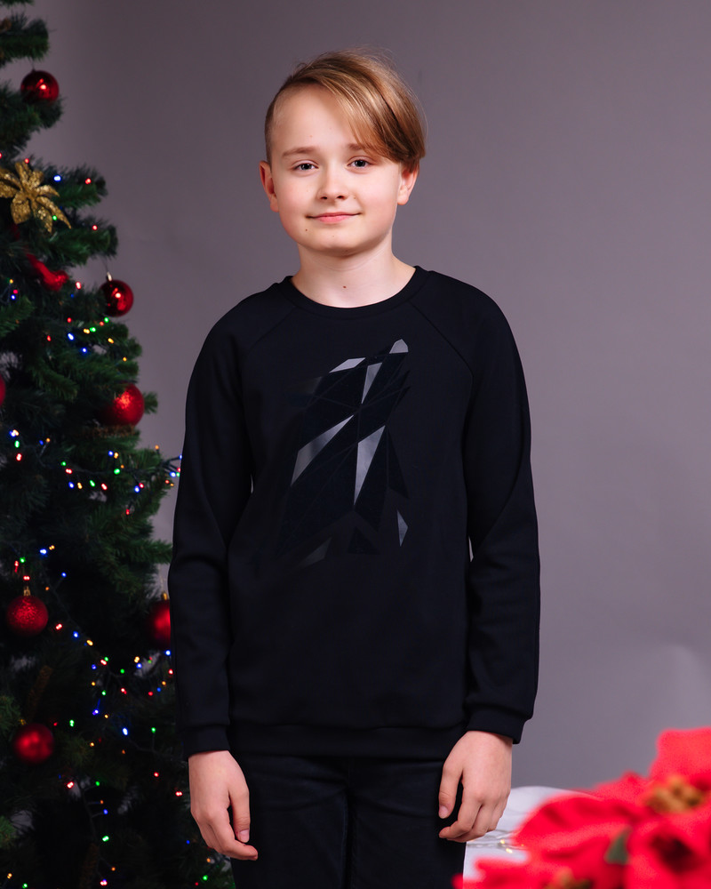 ABSTRACT WOLF KIDS SWEATSHIRT BLACK