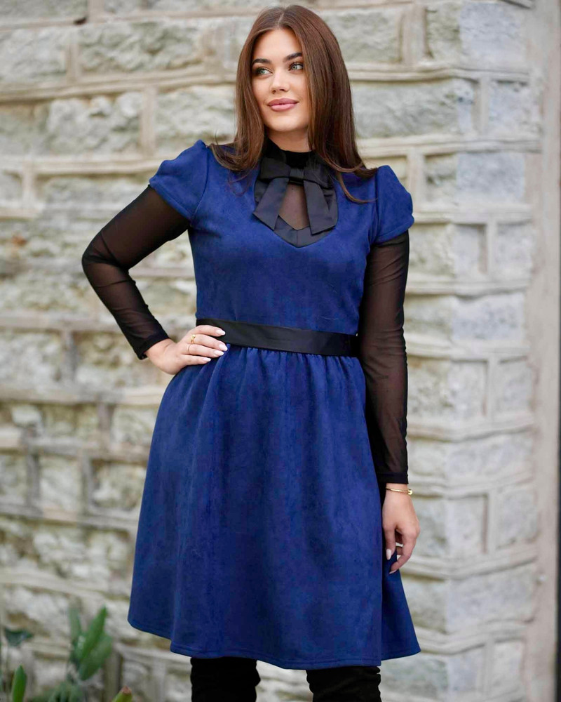 DOLLABLE DRESS SUEDE NAVY BLUE