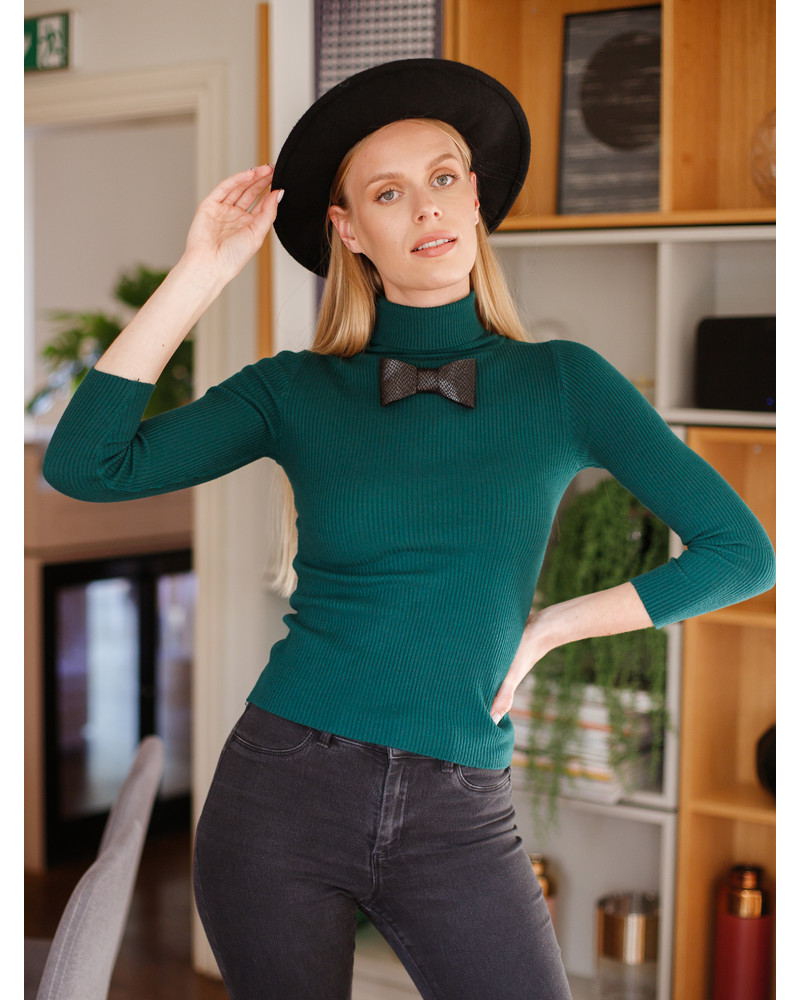 BOW KNIT PULLOVER GREEN