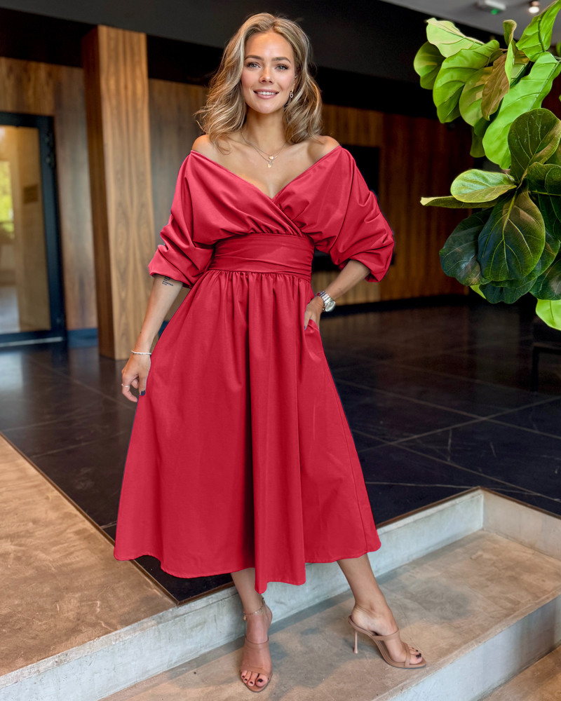 OPERA MIDI DRESS RED