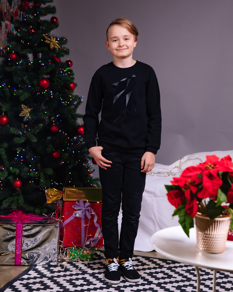 ABSTRACT WOLF KIDS SWEATSHIRT BLACK