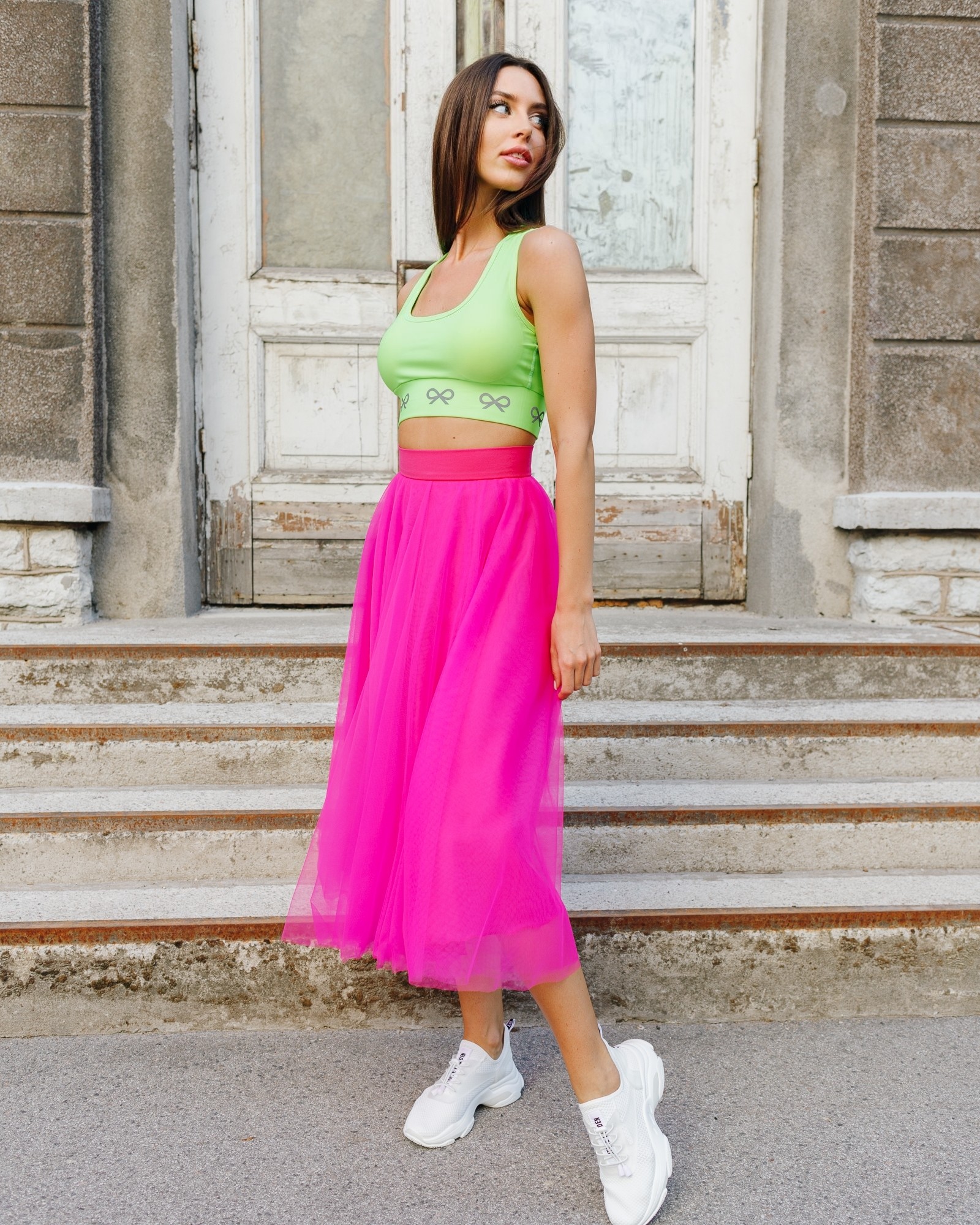 MESH MIDI SKIRT FUCHSIA - Tallinn Dolls