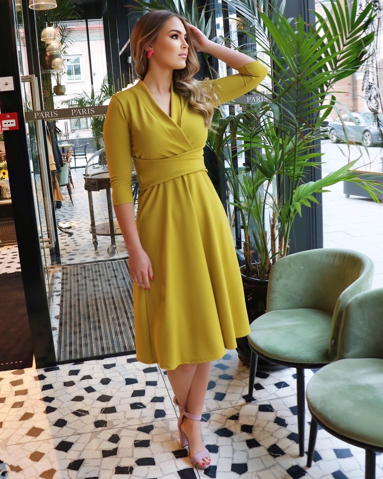 Lime yellow color clearance dress