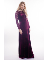 BORDEAUX LACE VELVET MAXI DRESS