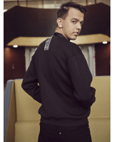 UNISEX BLACK BOMBER JACKET WITH ETHNIC PRINT