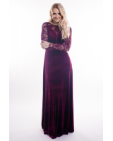 BORDEAUX LACE VELVET MAXI DRESS