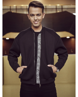 UNISEX BLACK BOMBER JACKET WITH ETHNIC PRINT