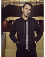 UNISEX BLACK BOMBER JACKET WITH ETHNIC PRINT
