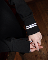 BLACK OVERSIZED STUD SLOGAN DRESS