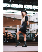 FRINGE BORDER W ROCK N DOLL PRINT DRESS